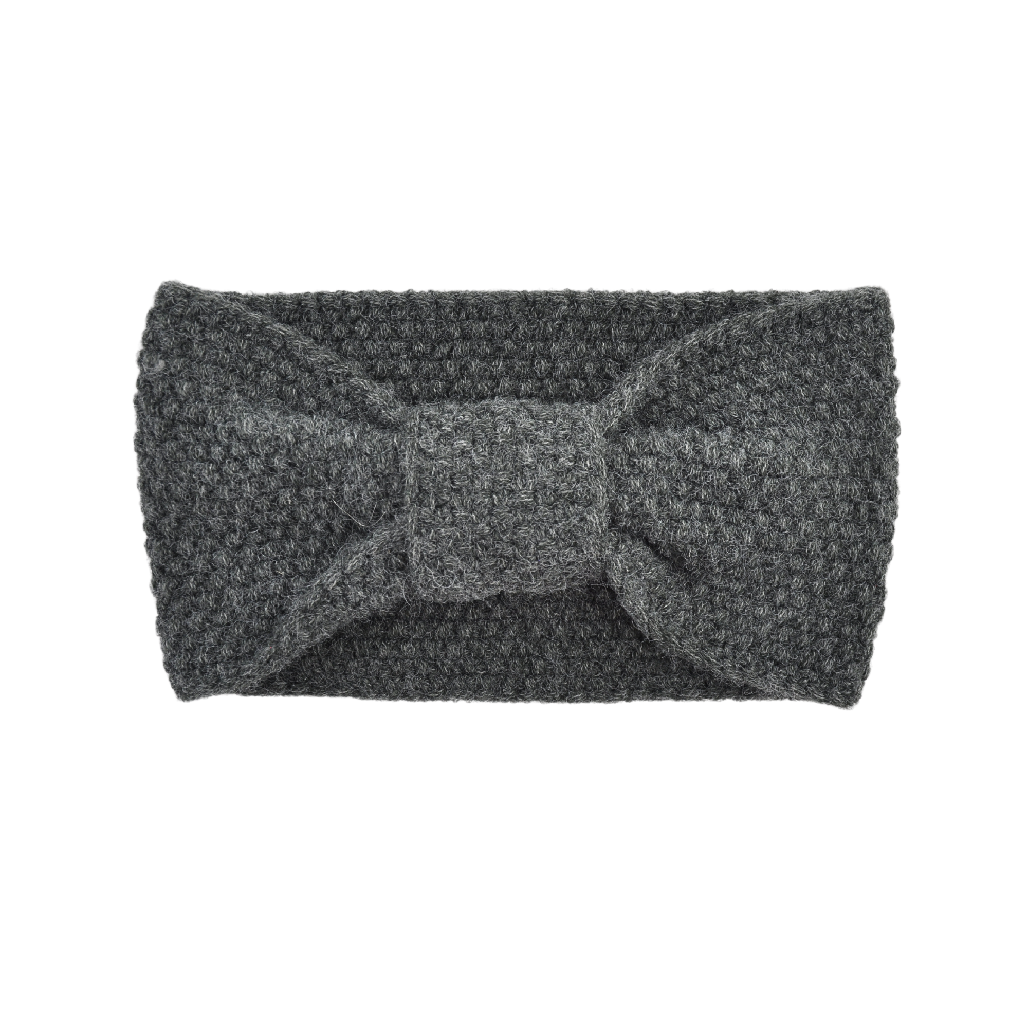 Knitted Bow Headband - Charcoal